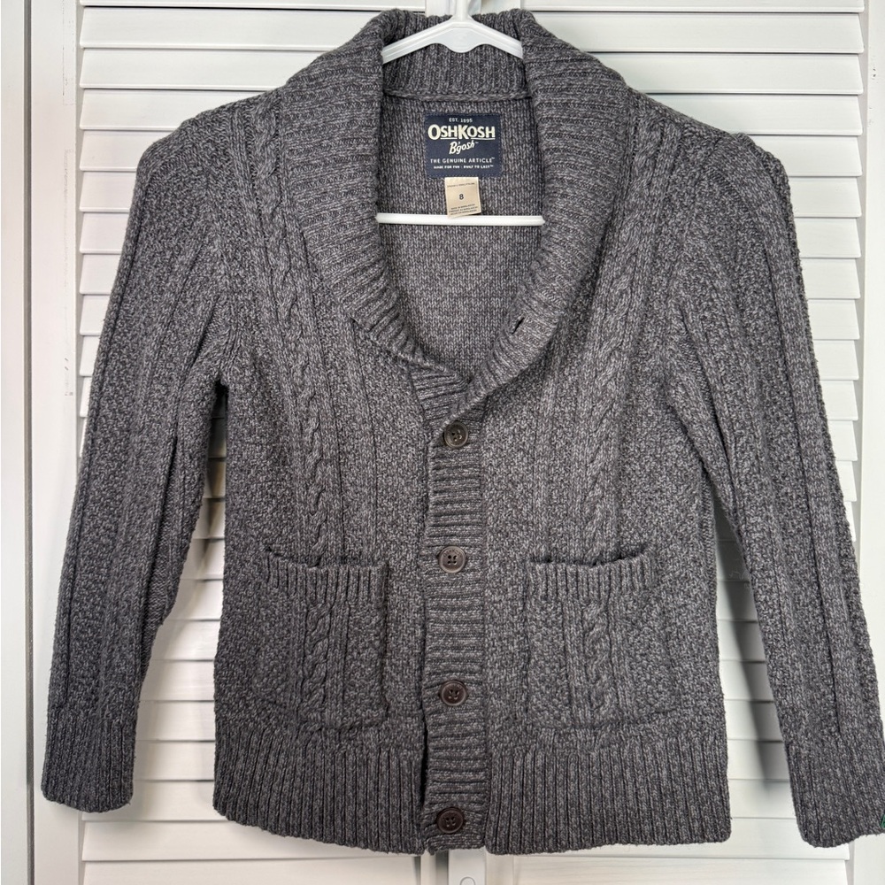 OshKosh B'gosh Heather Gray Shawl Collar Cable Cardigan